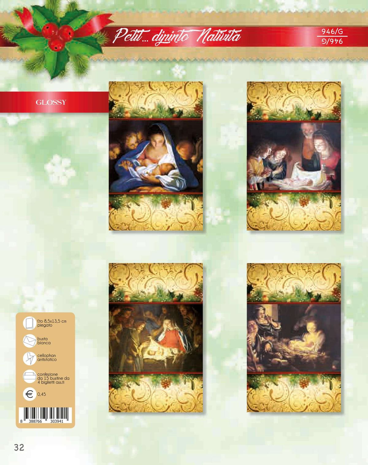 946/G BIGLIETTI BUON NATALE MIGNON DIPINTO NATIVITA' (4 buste + 4 biglietti)