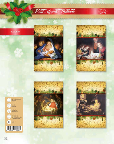 946/G BIGLIETTI BUON NATALE MIGNON DIPINTO NATIVITA' (4 buste + 4 biglietti)
