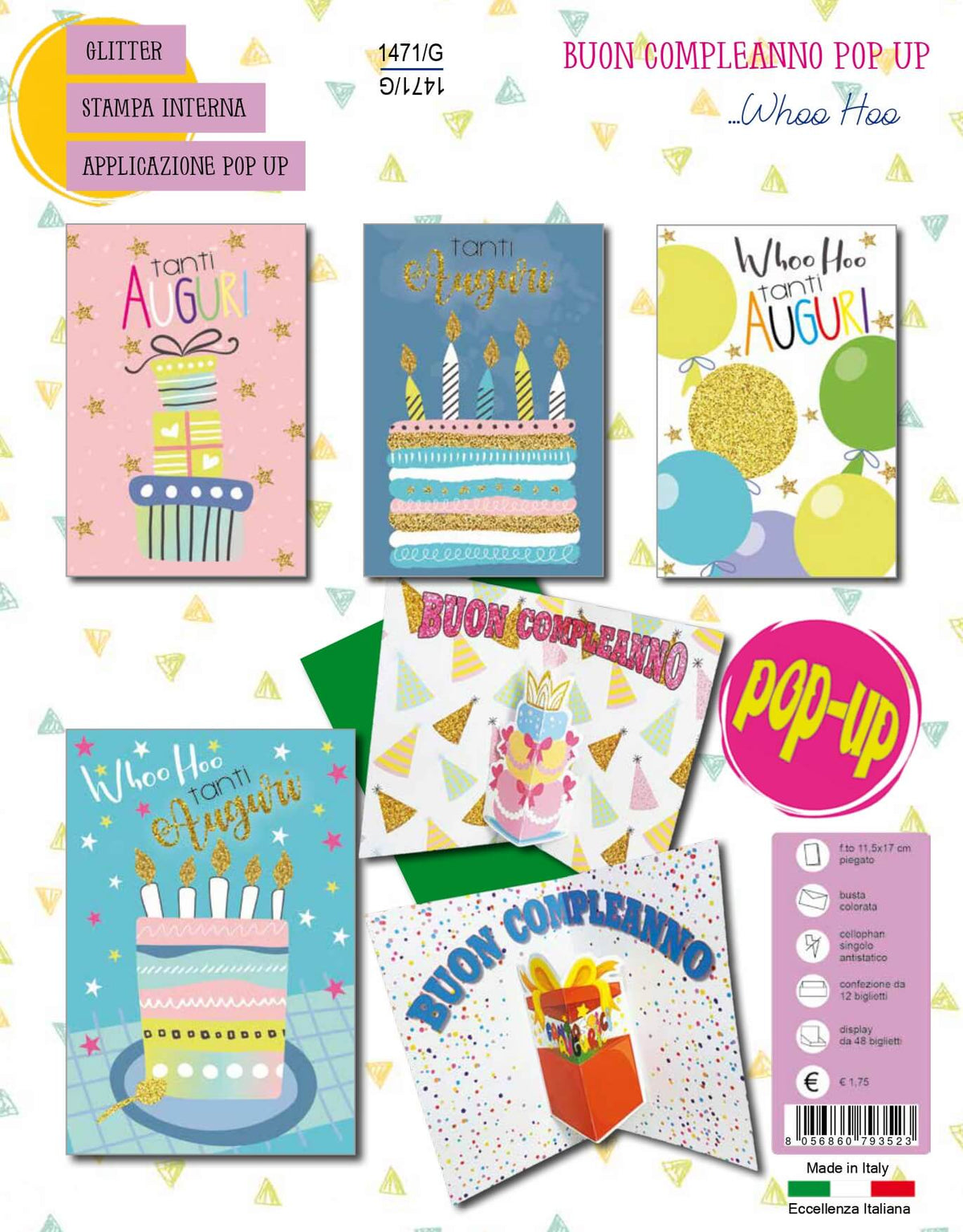1471/G - BUON COMPLEANNO POP UP WHOO HOO (12PZ)