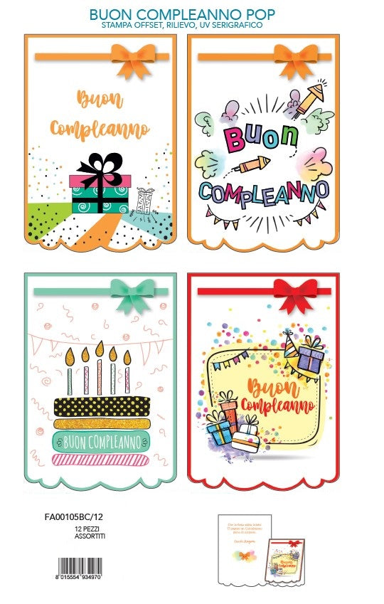 FA00105BC - BUON COMPLEANNO POP (12PZ)