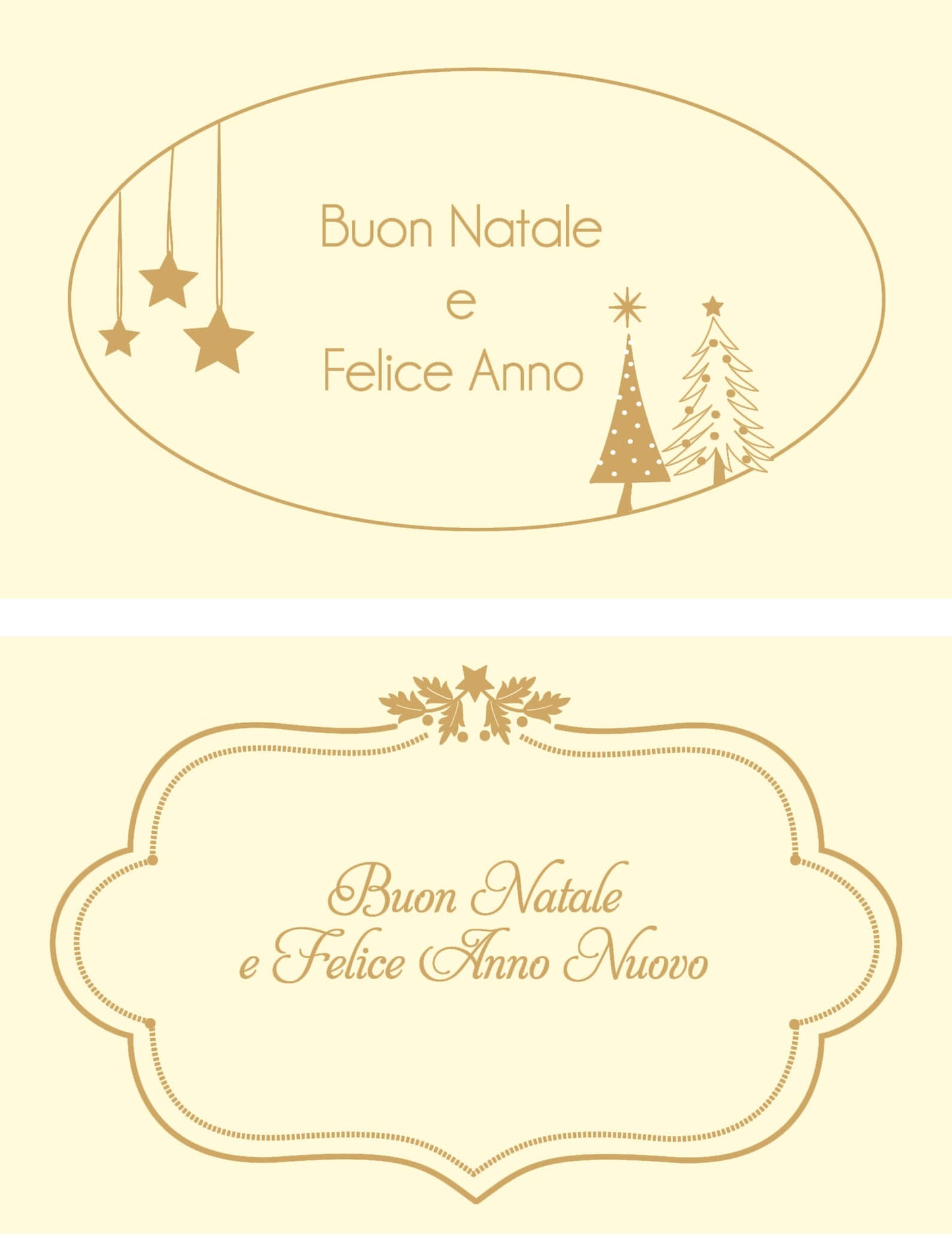 NA50083BN - CARTONCINI DOPPI ASSORTITI AVORIO CON STAMPA ORO (50PZ)