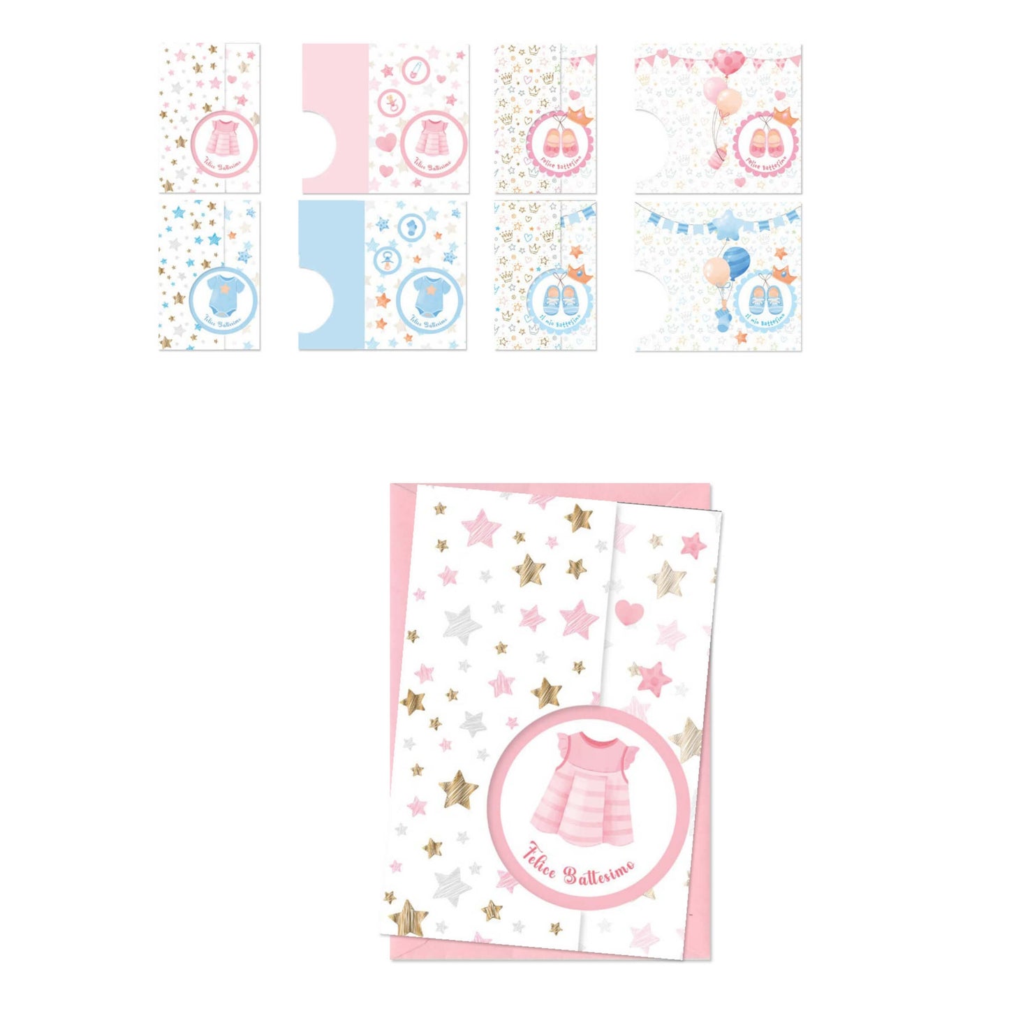 ED0622 BIGLIETTI FELICE BATTESIMO CON STAMPA A CALDO (12PZ)