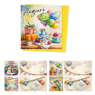 ED0638 BIGLIETTI AUGURALI CON SMALTO LUCIDO E OPACO E RILIEVO A SECCO (12PZ)