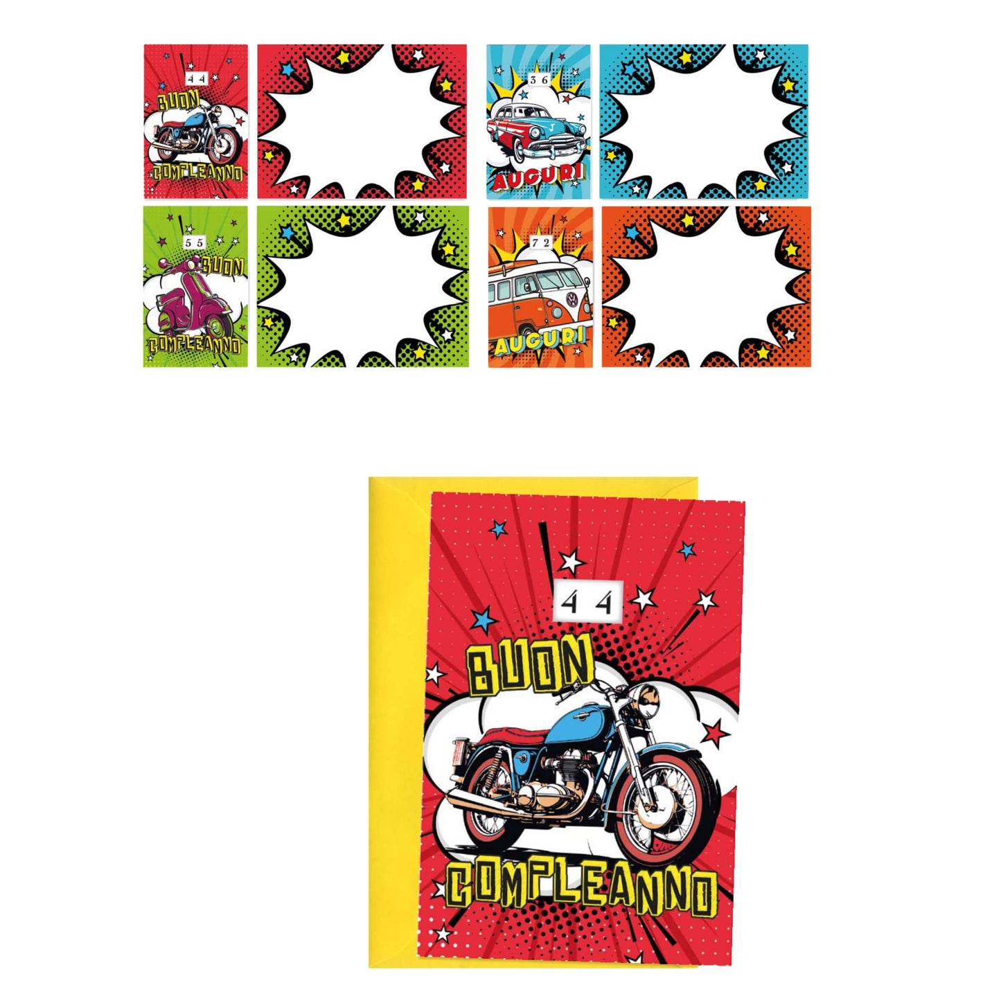 ED0671 BIGLIETTI AUGURALI CON RILIEVO E RUOTA NUMERI 1-99 ANNI (12PZ)