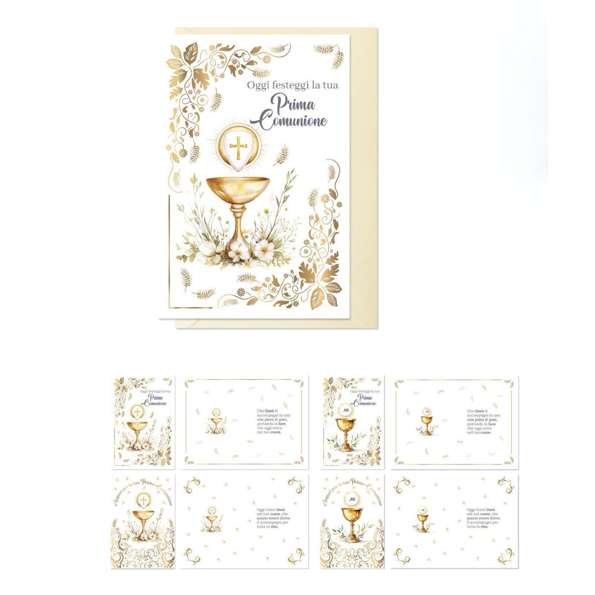 ED0686 BIGLIETTI PRIMA COMUNIONE STAMPA A CALDO (12PZ)