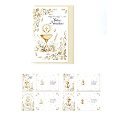 ED0686 BIGLIETTI PRIMA COMUNIONE STAMPA A CALDO (12PZ)