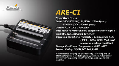 Fenix caricabatterie batterie 18650 doppio canale 2x1000mA adattatore auto LED carica