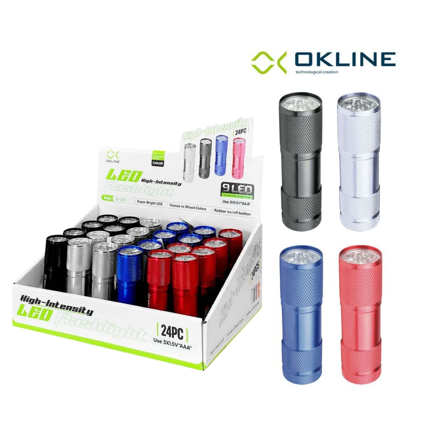 Torcia alluminio impermeabile Okline 9 LED alta intensità