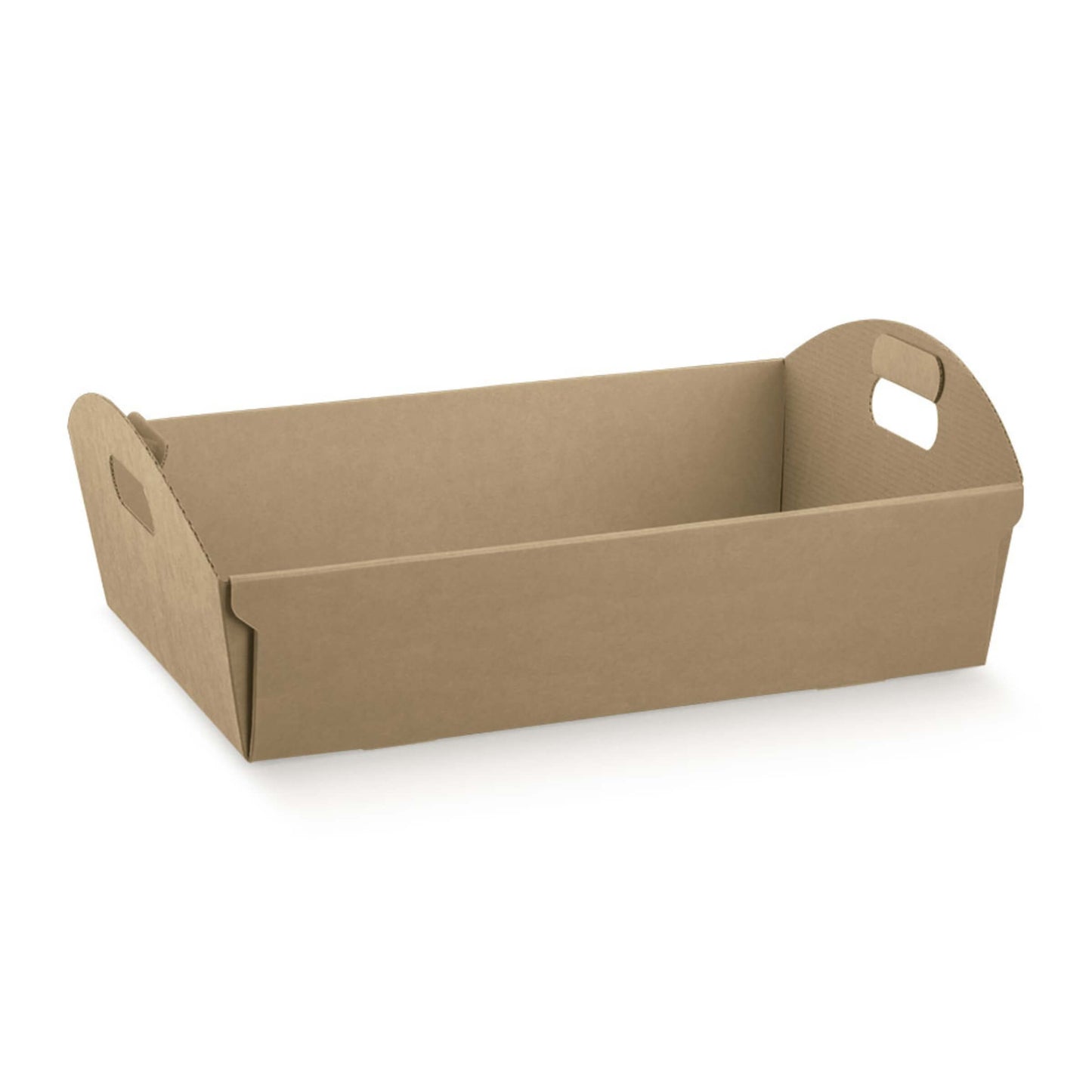 Contenitore in cartone kraft avana con maniglie 370x265x100 mm per confezionamento e trasporto