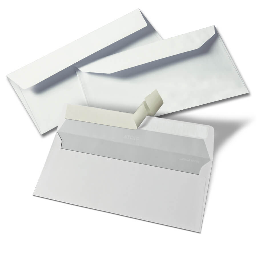 40 Buste Formato Commerciale 11 x 23 cm Senza Finestra con Strip