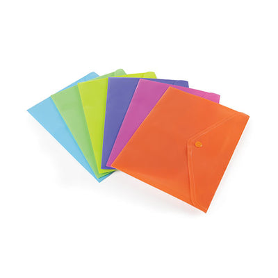 BUSTE CON BOTTONE COLORATE TRASPARENTI FLUO A4 (6PZ)