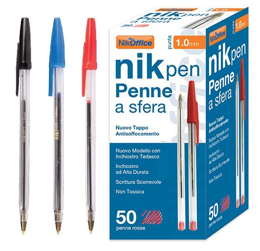 PENNA A SFERA NERA CON CAPPUCCIO (50PZ)