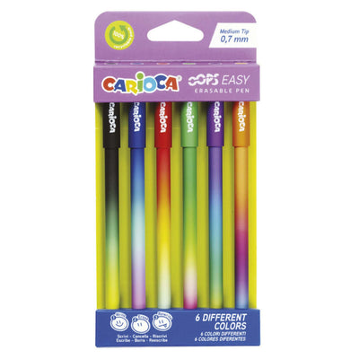 Set 6 penne cancellabili Carioca Oops Easy 0,7mm colori assortiti con gomma