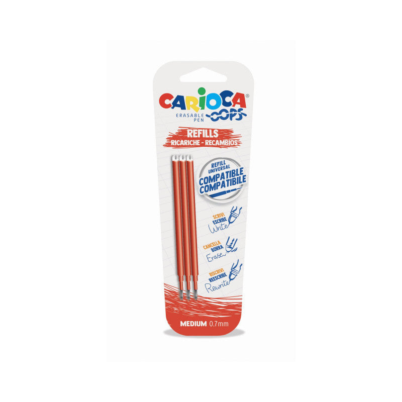 Refill penna cancellabile Oops rosso inchiostro termosensibile - set da 3 pezzi