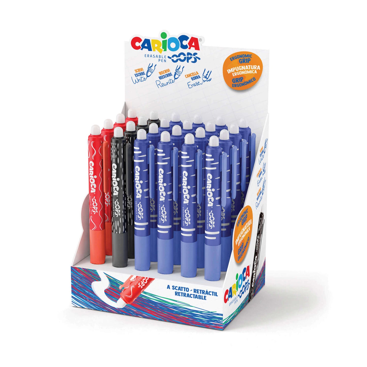 Penne Carioca OOPS Cancellabili 24pz inchiostro termosensibile punta 0,7mm triangolari