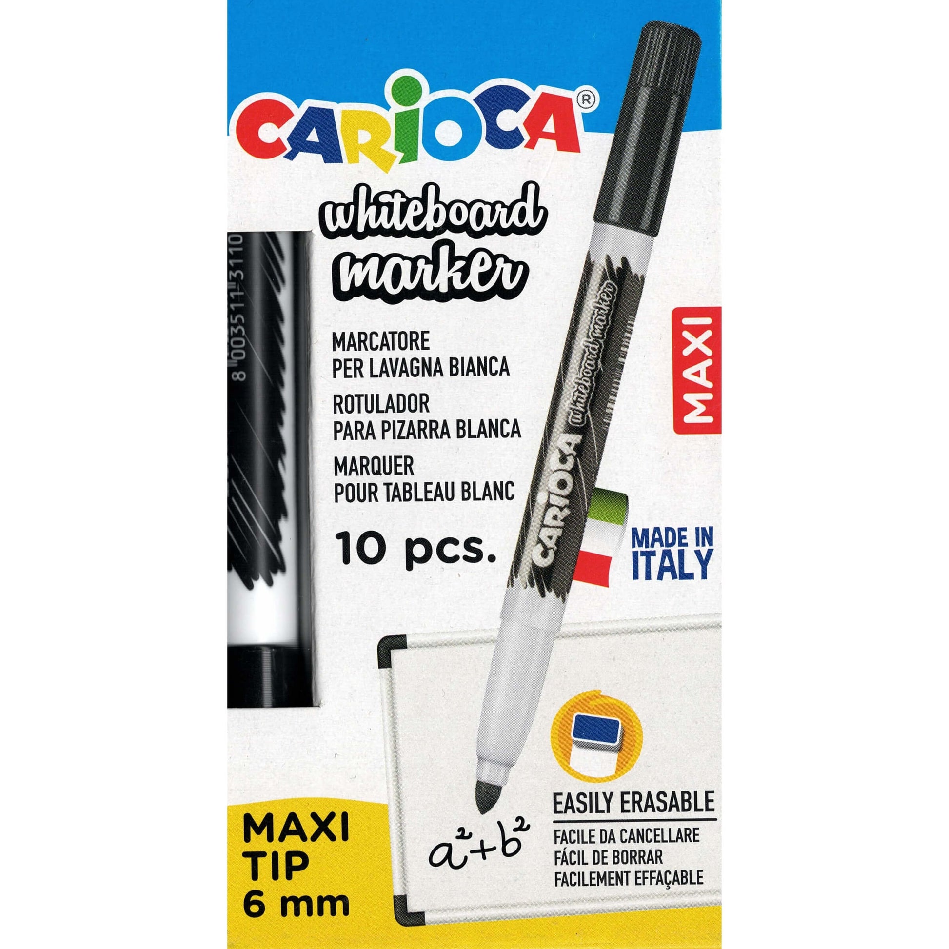 Carioca marcatori cancellabili lavagna bianca punta maxi 6mm 10 pezzi