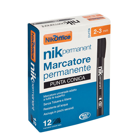 FELTRO INDELEBILE NICKOFFICE BLU P.TA TONDA (12PZ)