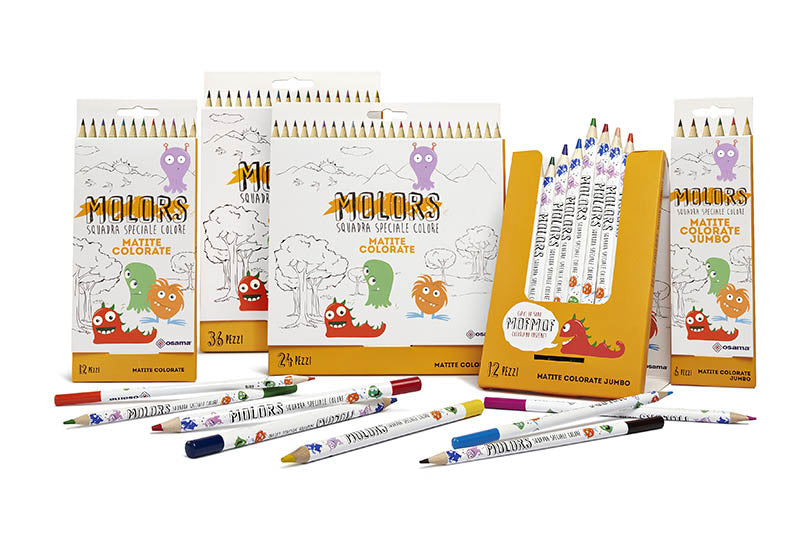 Pastelli Molors Osama 6 colori fusto esagonale ergonomico per bambini