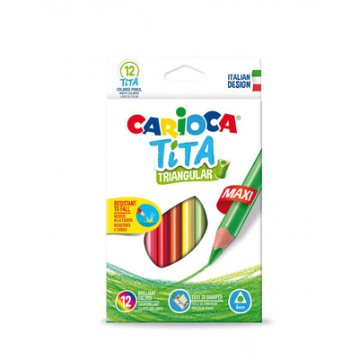 MATITE CARIOCA TRIANGOLARI MAXI TITA 4mm - 12 COLORI