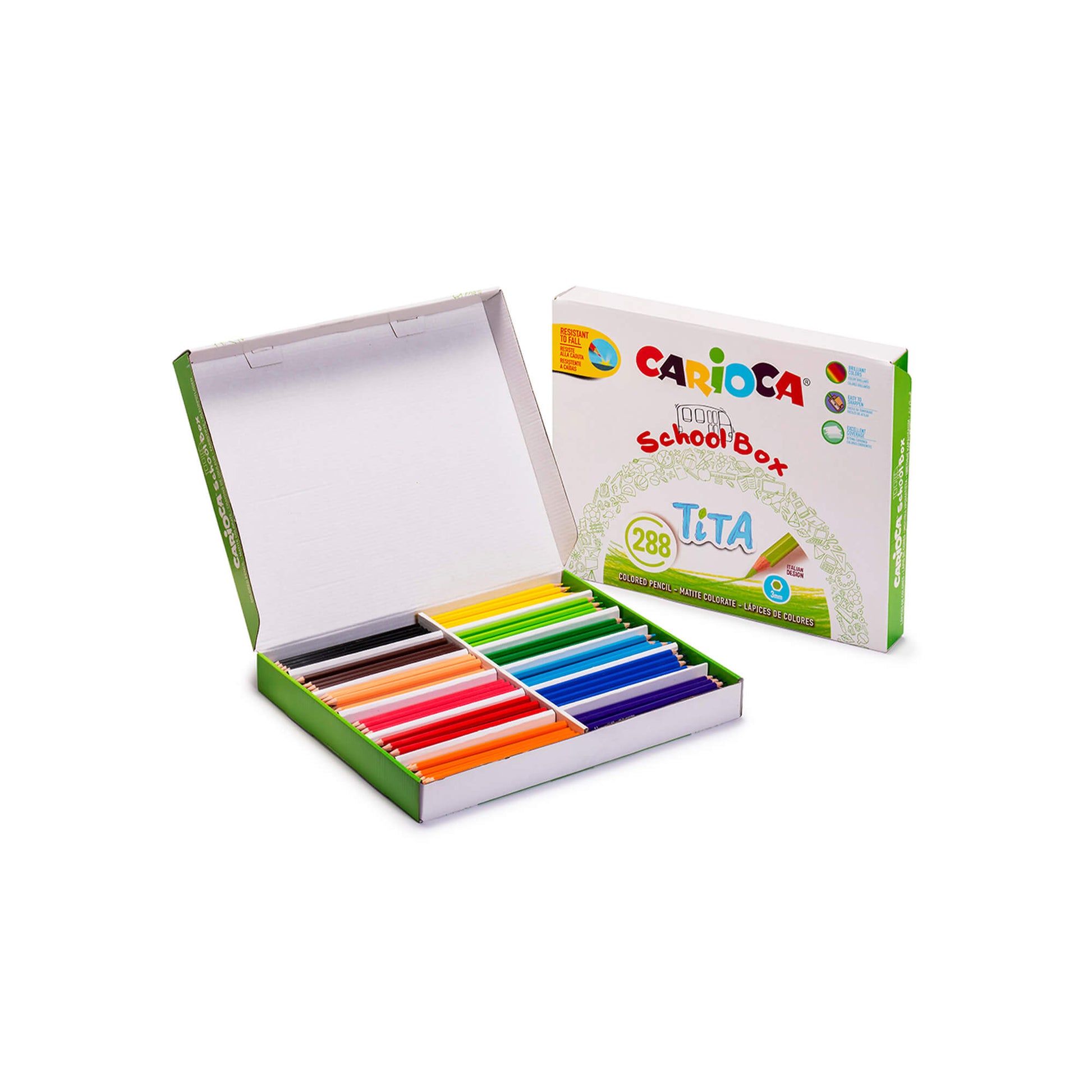 Matite colorate Carioca Tita school box 288 pezzi fusto esagonale resina