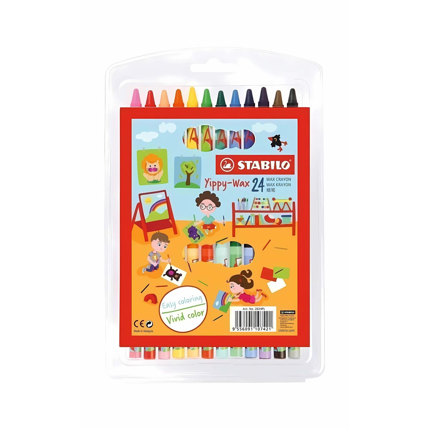 Pastelli a cera Stabilo Yippy-Wax 24 colori vivaci per disegno creativo