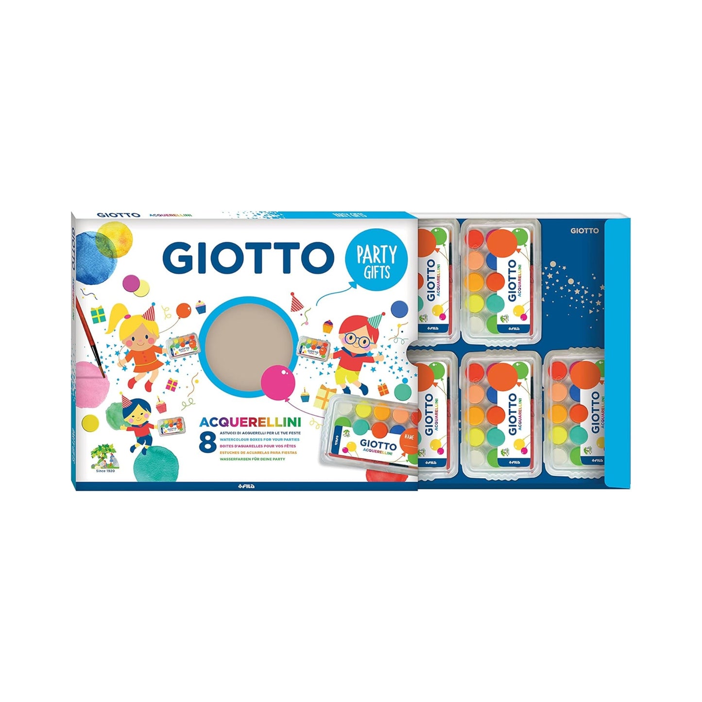 Giotto Party Set acquerellini dettaglio astuccio regalo