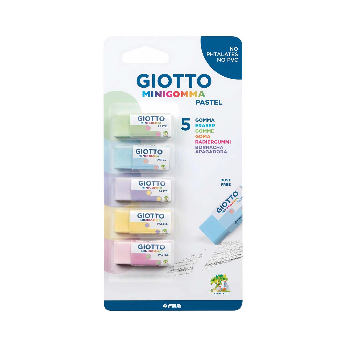 BLISTER 5 MINIGOMME PASTEL GIOTTO