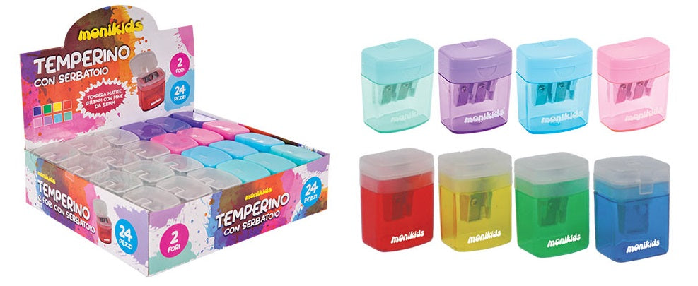 TEMPERINO A 2 FORI COLORI PASTELLO (24PZ)