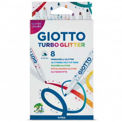 Astuccio 8 pennarelli Giotto Turbo Glitter con punta 2,8mm e inchiostro glitterato scintillante
