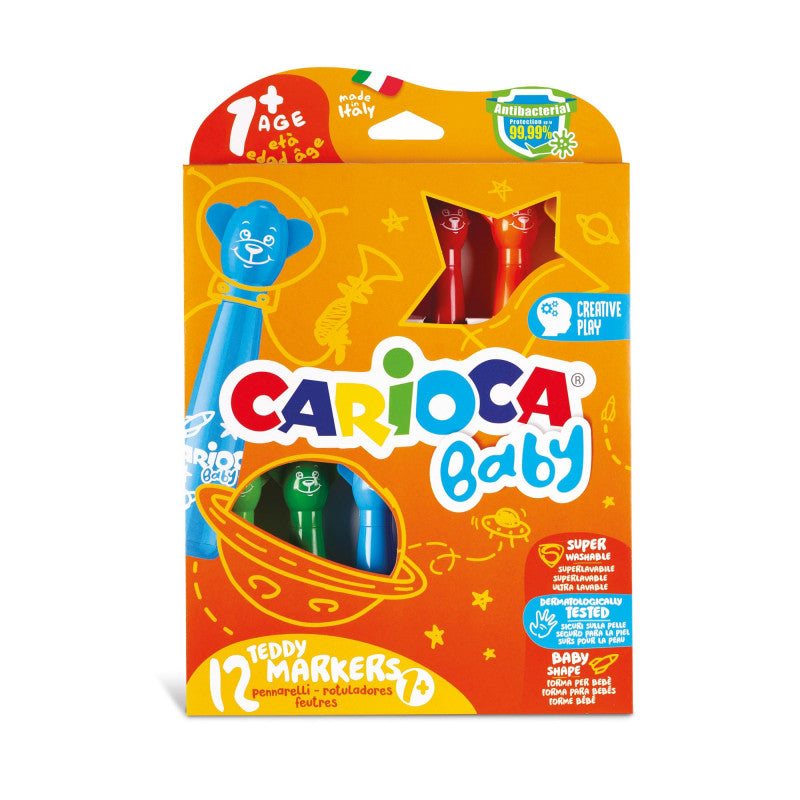 Pennarelli Carioca Teddy Markers punta arrotondata superlavabili, confezione da 12