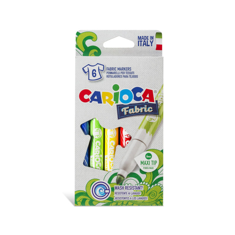 Carioca pennarelli per tessuti Fabric punta maxi 6 mm confezione 6 colori indelebili
