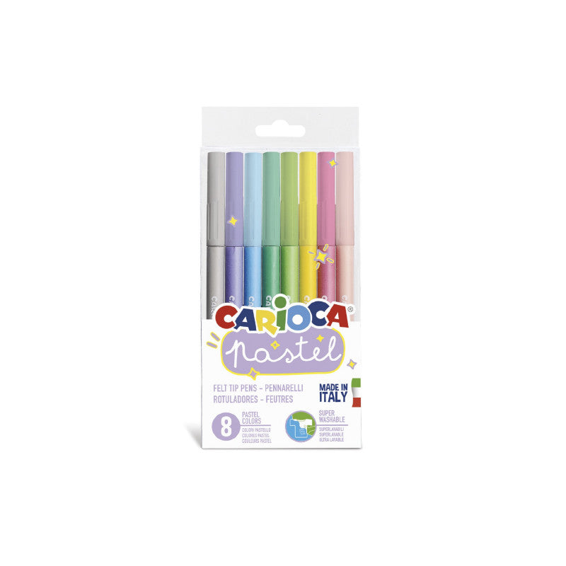 Pennarelli Carioca Pastel 8 colori superlavabili atossici lavabili dalla pelle