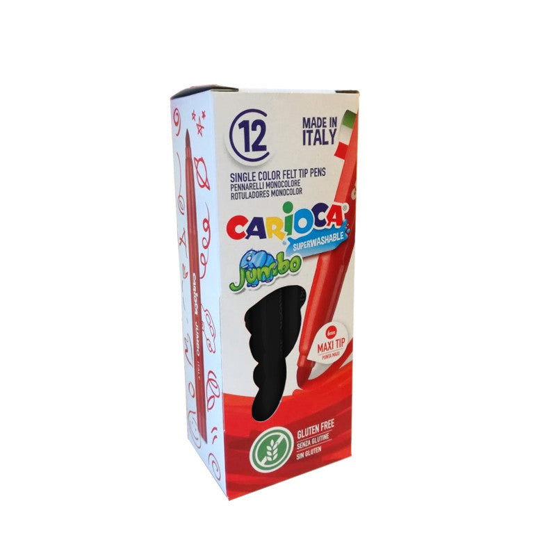Pennarelli Carioca Jumbo monocolore nero 12 pezzi corpo ottagonale superlavabile