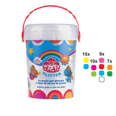 Dido' Salsicciotto 50g Glitter 100pz vaso espositore colori assortiti giallo fucsia rosa