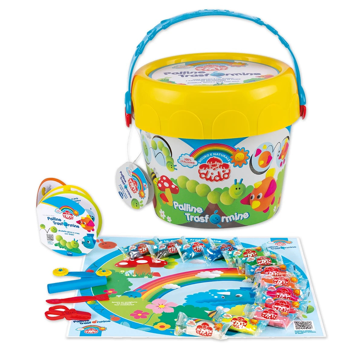 Secchiello Didò Palline Trasformine con 12 salsicciotti 50g e tovaglietta 50x50cm