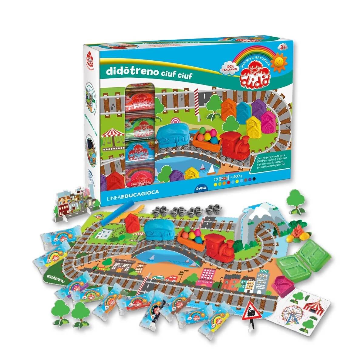 Dido' EducaGioca Treno Ciuf Ciuf pasta modellabile scenario tridimensionale ponti gallerie