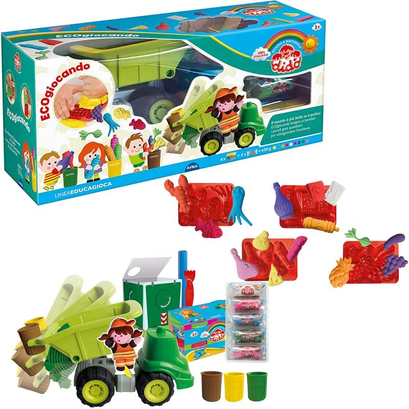 Dido' Ecogiocando Camion Riciclo 650g pasta modellabile bidoncini raccolta differenziata