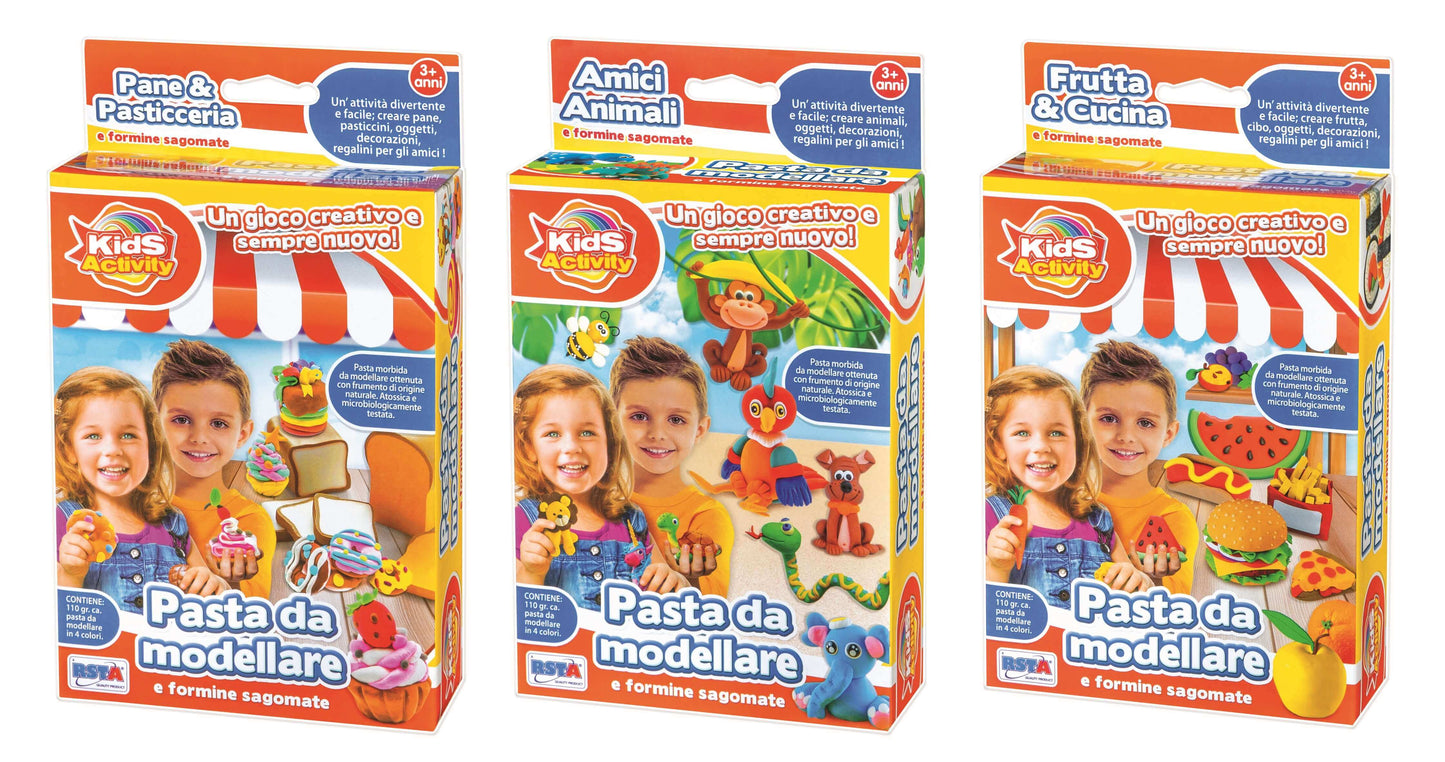 Set pasta da modellare con formine sagomate in frumento naturale per bambini
