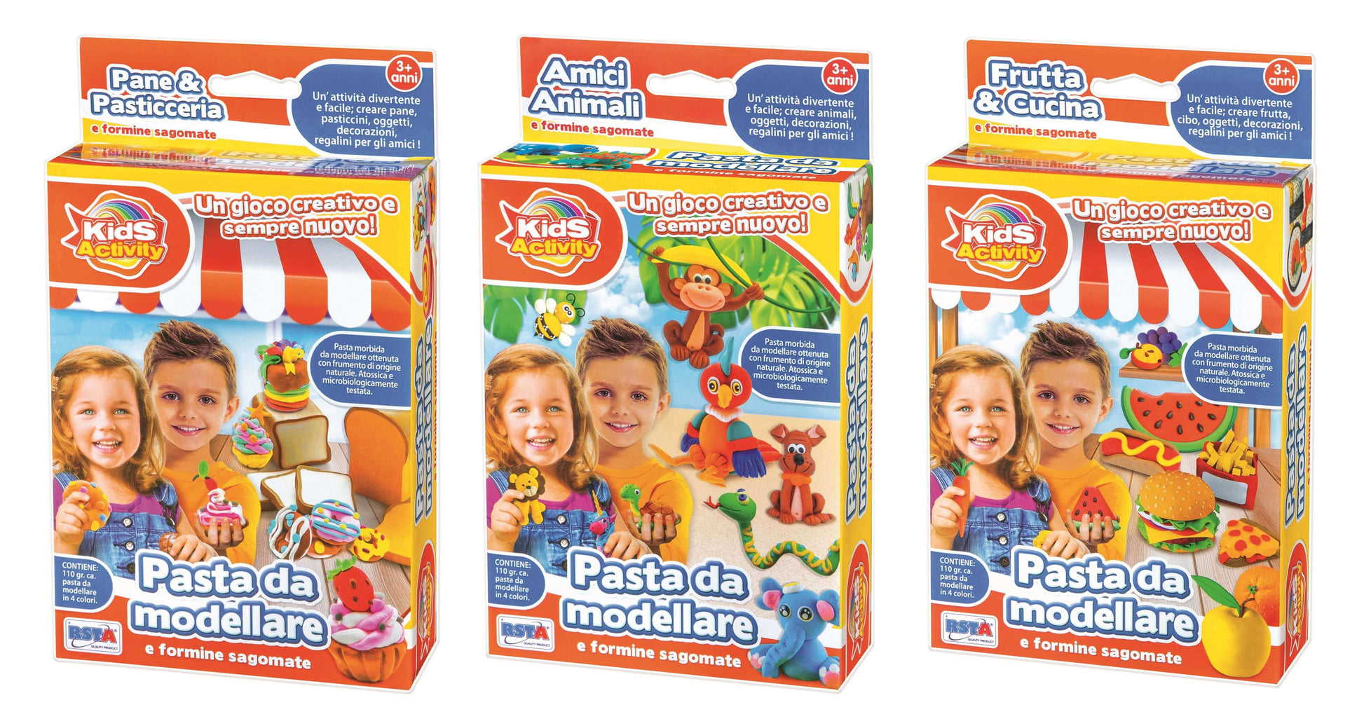 Set pasta da modellare con formine sagomate in frumento naturale per bambini
