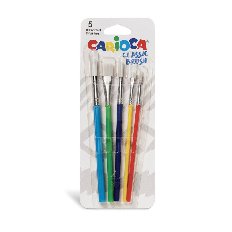 Set 5 pennelli Carioca Classic Brush in nylon per acquerello, acrilico e tempera