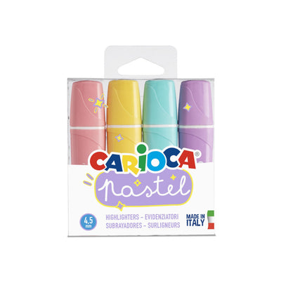 Scatola 4 evidenziatori Carioca Memolight pastello inchiostro lavabile punta scalpello 5mm