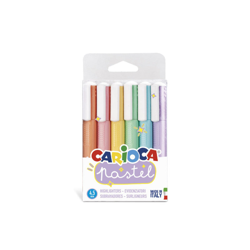 Scatola 6 evidenziatori Carioca Memory pastello inchiostro lavabile punta scalpello 5mm
