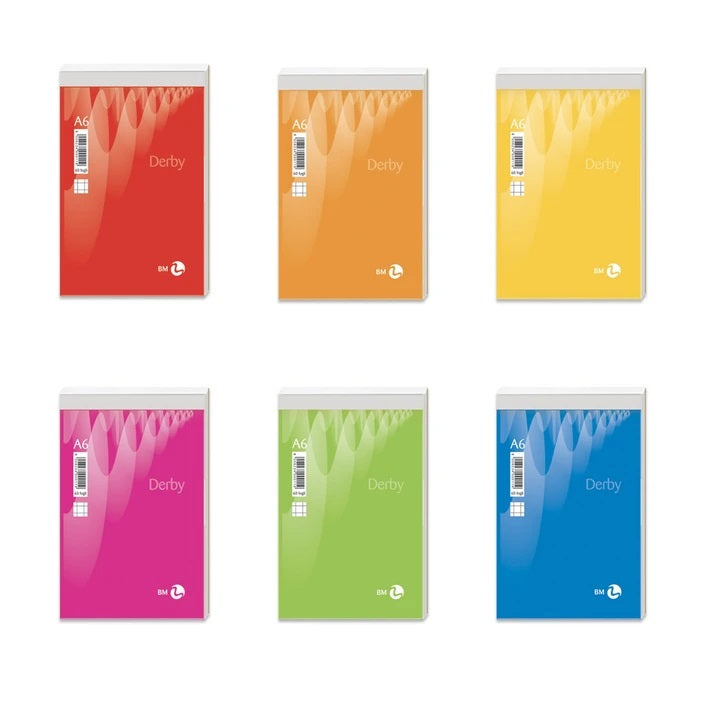 Block notes A6 100x150mm carta 60 g/m² copertina 170 g patinata lucida 6 colori