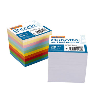 Cubotto di carta colorato 800 fogli incollati formato 9x9 cm in 10 colori