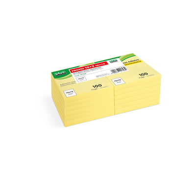 Biglietti Adesivi Memo Stick Lebez 75x75 mm giallo, 12 blocchi da 100 fogli con adesivo riposizionabile