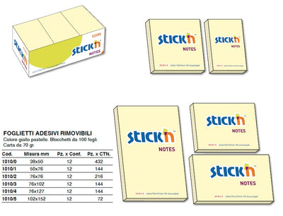 BIGLIETTI ADESIVI STICK'N NOTES SIAM GIALLO  38x51  (12PZ)
1010/0