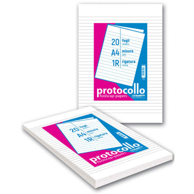 Fogli protocollo Blasetti A4 a 1 rigo, confezione da 20 fogli