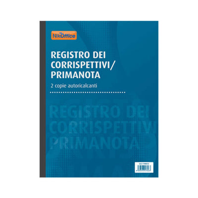 Registro Corrispettivi Prima Nota NikOffice 13 fogli x 2 Copie Autoricalcanti A4