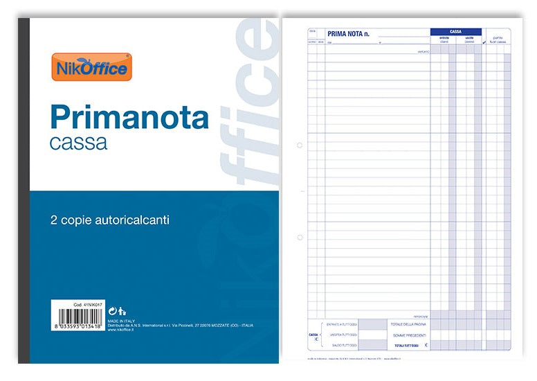 REGISTRO PRIMA NOTA CASSA ENTRATE - USCITE A 2 COPIE AUTORICALCANTI NIKOFFICE