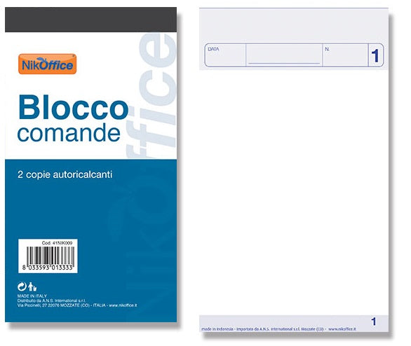Blocco Comande NikOffice 2 Copie Autoricalcanti